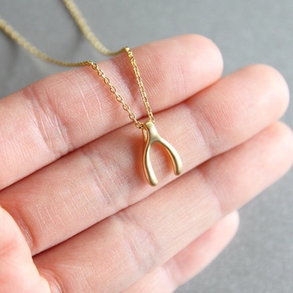 Wishbone Necklace Dainty Delicate Pendant Necklace - Picture 2 of 6